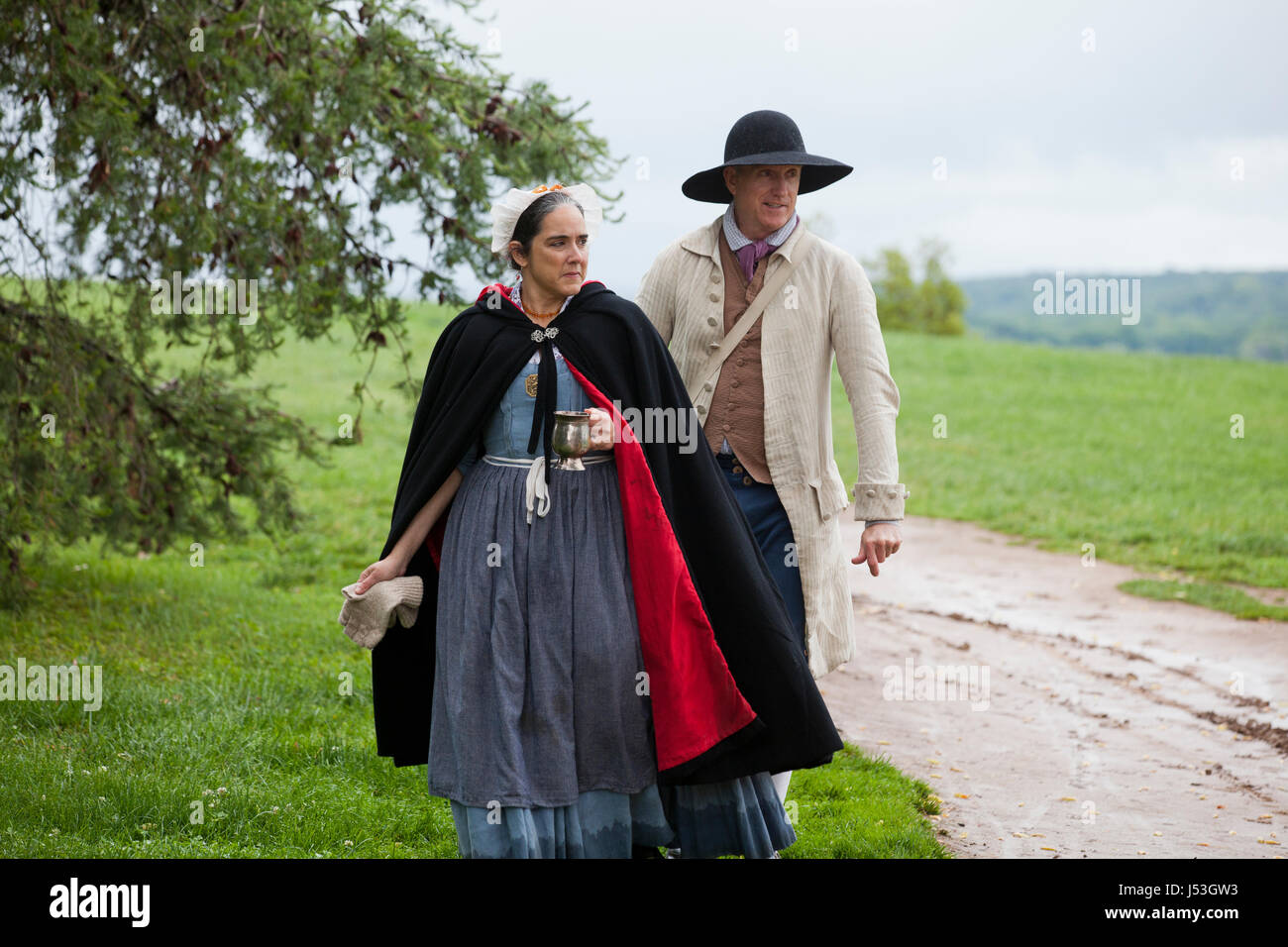 Reenactors americano di epoca coloniale nel tardo XVIII secolo - Alexandria, Virginia, Stati Uniti d'America Foto Stock