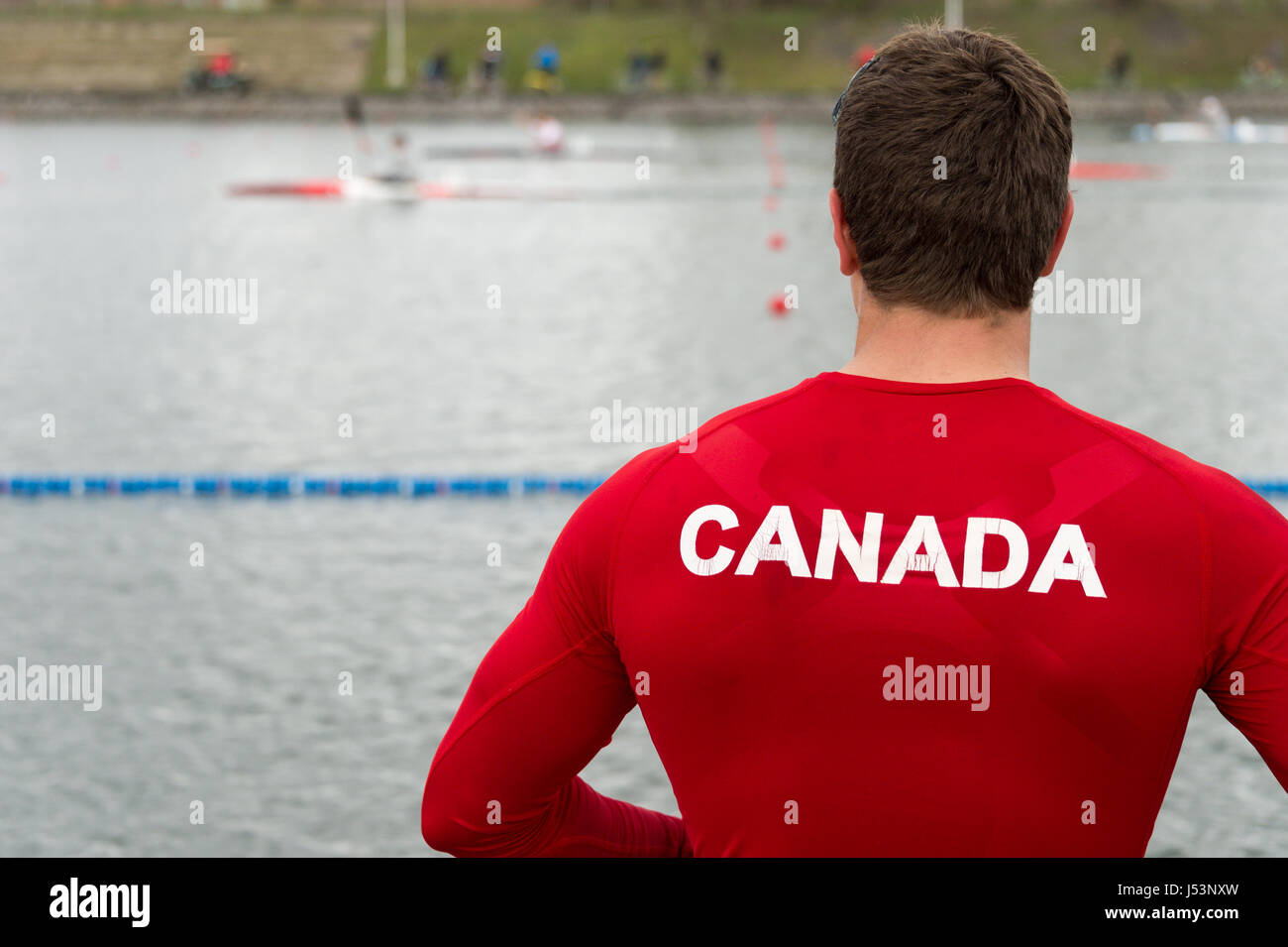 Montreal, CA - 14 Maggio 2017: Canadese Sprint Senior Team prove al bacino olimpico Foto Stock