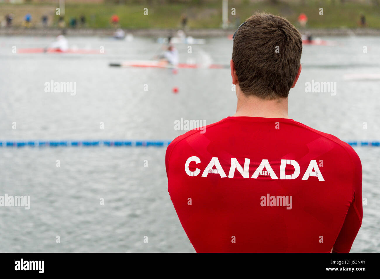 Montreal, CA - 14 Maggio 2017: Canadese Sprint Senior Team prove al bacino olimpico Foto Stock