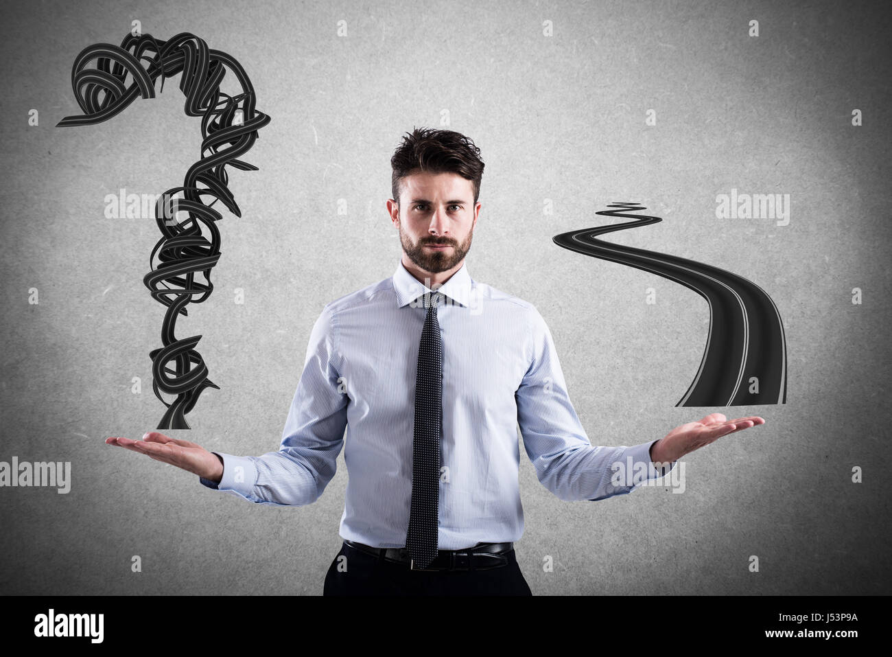 Facile e difficile via per affari carriera Foto Stock