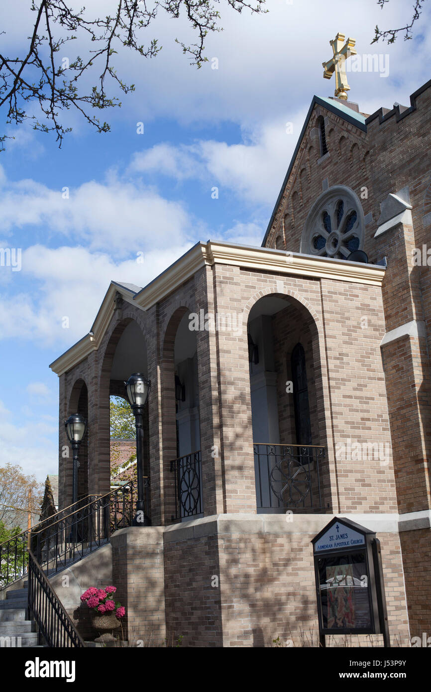 Watertown, MA ha una grande comunità armena. Esterno della chiesa. Foto Stock