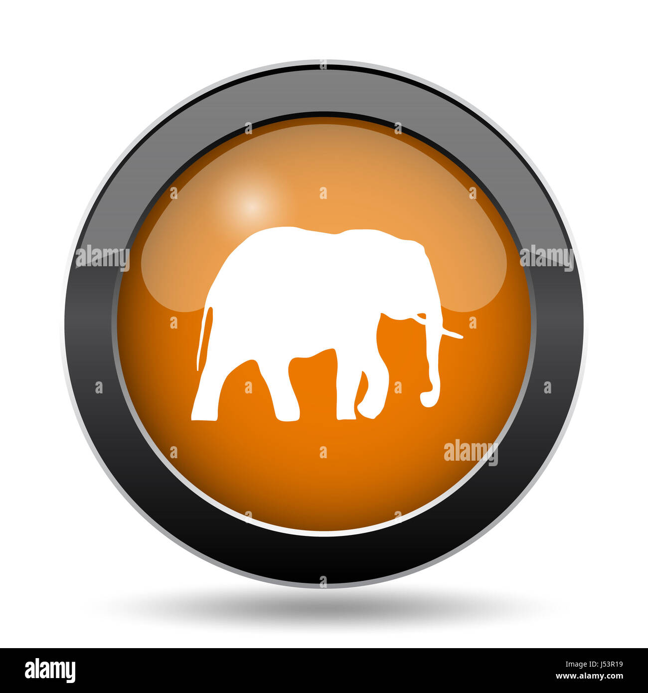 Icona di elefante. Sito web di elefante pulsante su sfondo bianco. Foto Stock