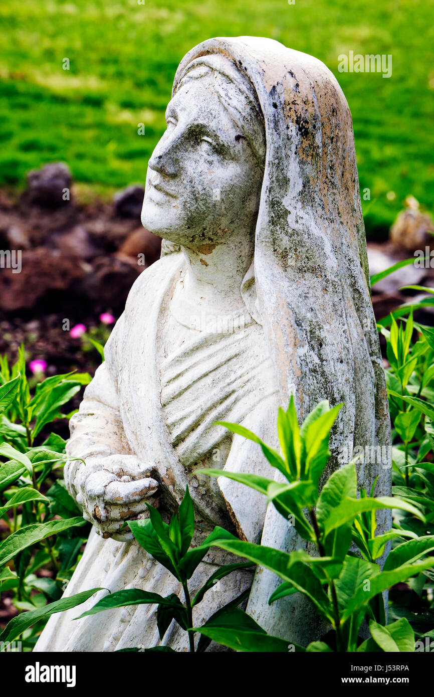 Arkansas Randolph County, Pocahontas, St Paul Chiesa cattolica, grotta, religione, nun, statua giardino, icona, cristianesimo, AR080601046 Foto Stock