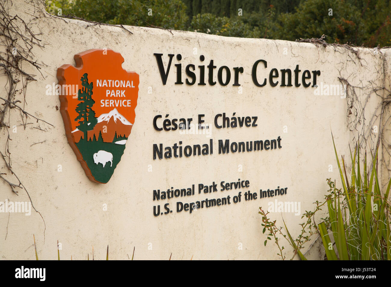 Ingresso segno, Cesar Chavez monumento nazionale, California Foto Stock