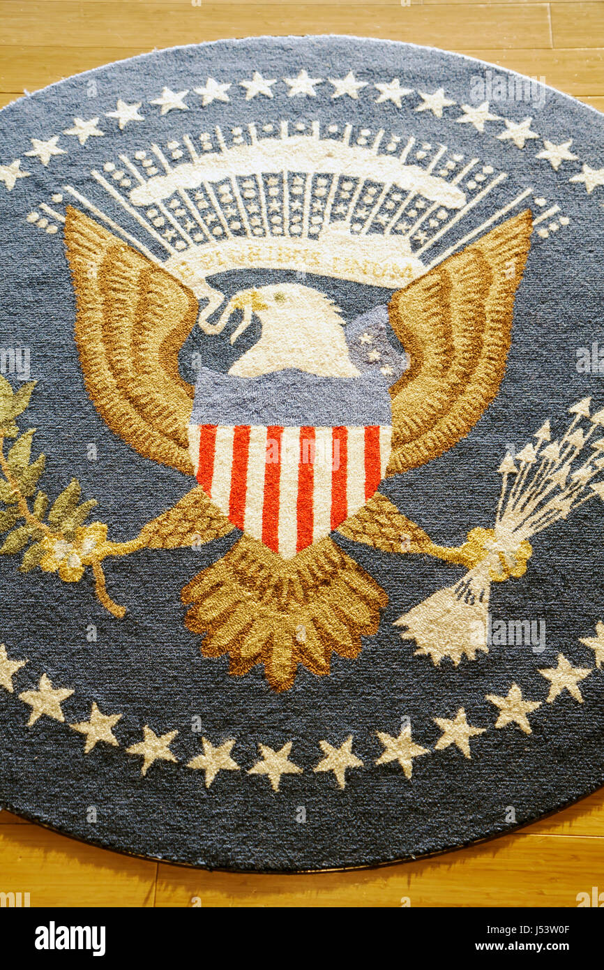 Little Rock Arkansas, William J. Clinton Presidential Library, tappeto, Presidential Seal, Symbol, aquila, AR080605094 Foto Stock