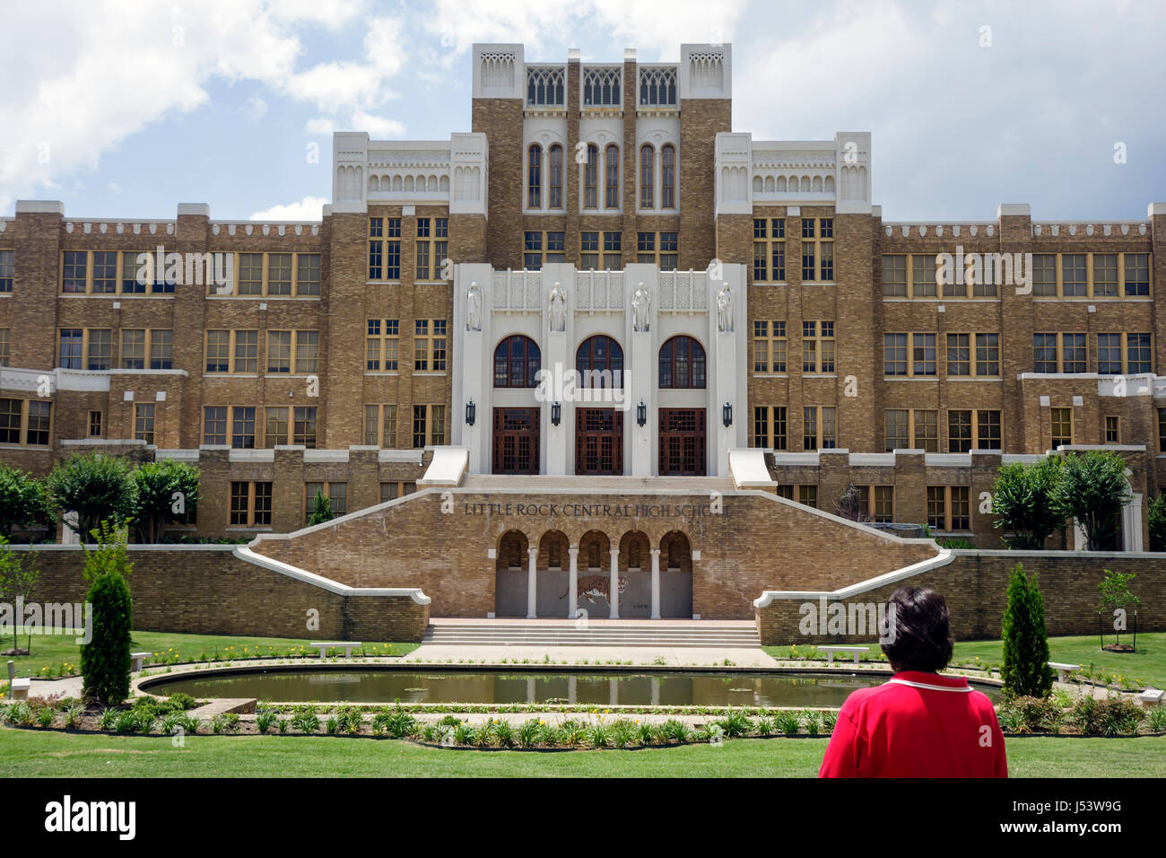 Little Rock Arkansas, Central High School, crisi di desegregazione del 1957, Storia Nera, eredità africana, Little Rock Nine, Central High School, edificio, secondo Foto Stock