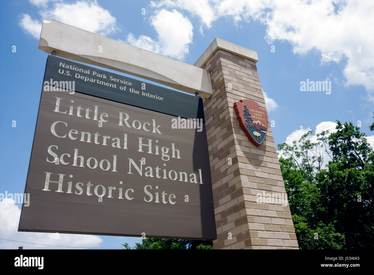 Little Rock Arkansas, Central High School National Historic Site, crisi di desegregazione del 1957, storia nera, patrimonio africano, Little Rock Nine, Central High Foto Stock