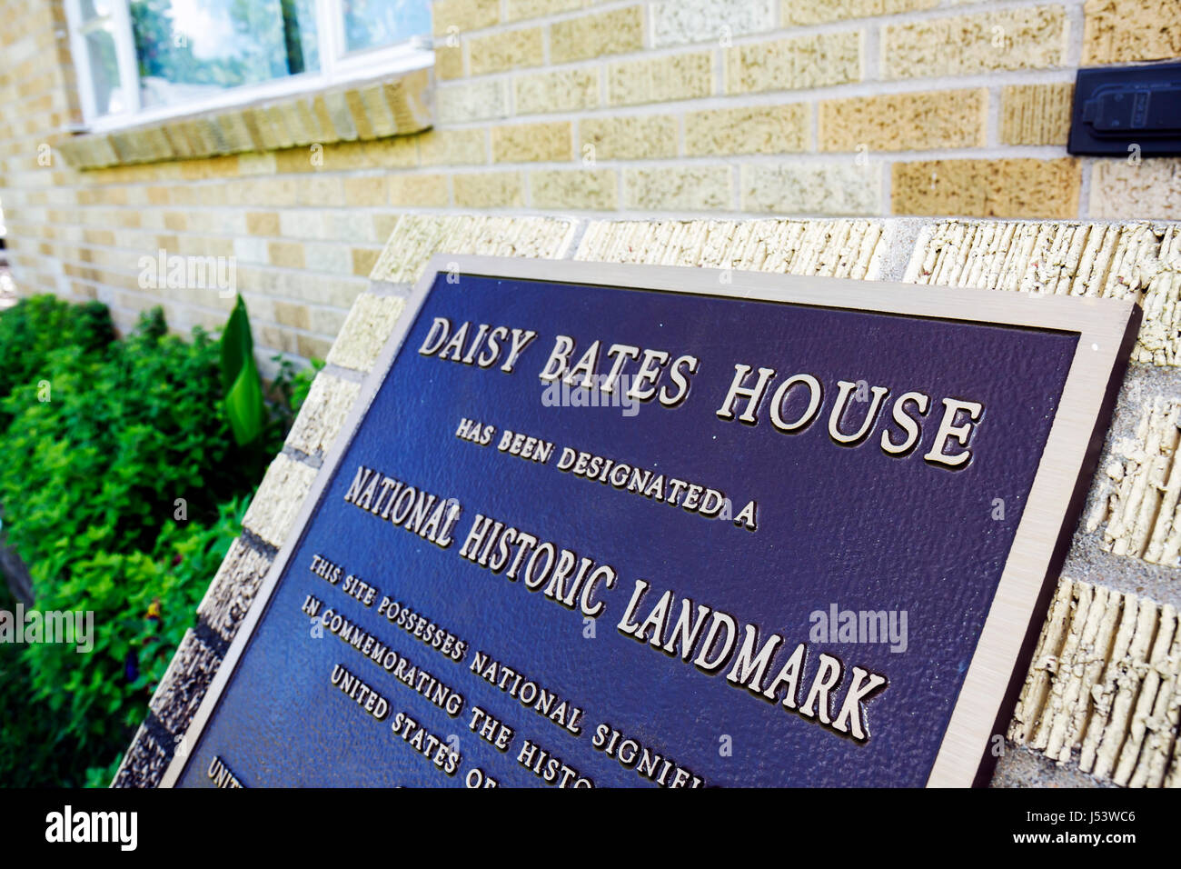 Little Rock Arkansas, Daisy Bates, leader dei diritti civili 1957, marcatore, metallo, casa, casa case casa case residenza corsa, 1957 crisi di desegregazione, Black His Foto Stock