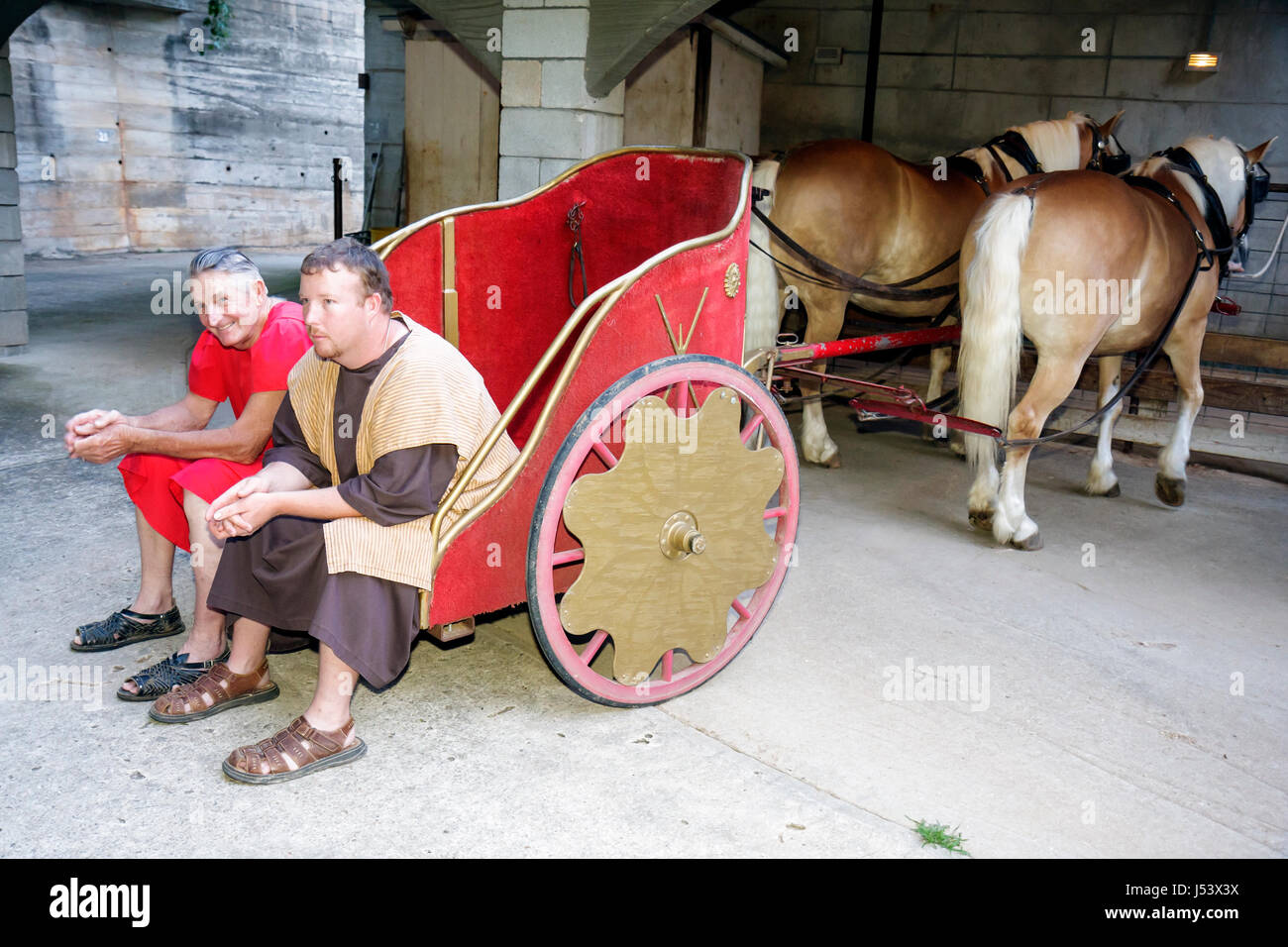 Eureka Springs Arkansas,Ozark Mountains,New Great Passion Play,attore,costume,personaggio biblico,backstage,New Testament,religione,intrattenimento,uomini d'uomo Foto Stock