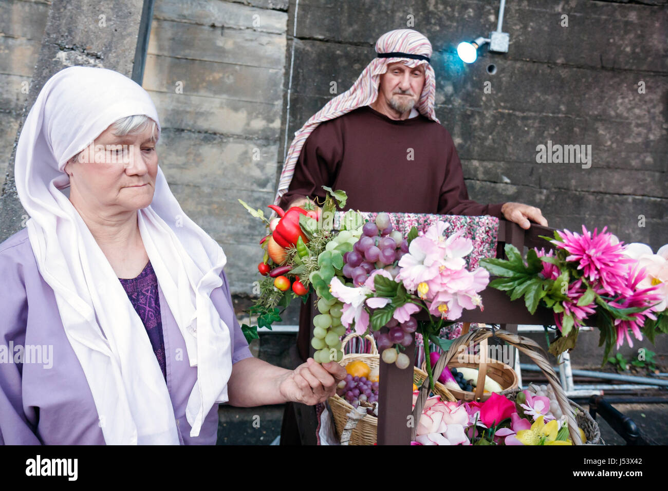 Eureka Springs Arkansas,Ozark Mountains,New Great Passion Play,attore,costume,personaggio biblico,backstage,nuovo Testamento,religione,intrattenimento,adulto A. Foto Stock