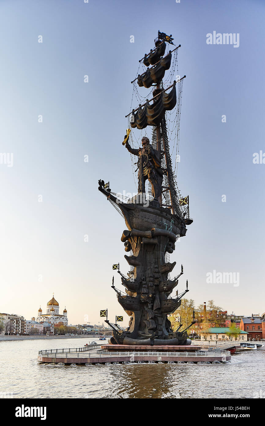 Il fiume di Mosca monumento, Pietro il primo Foto Stock