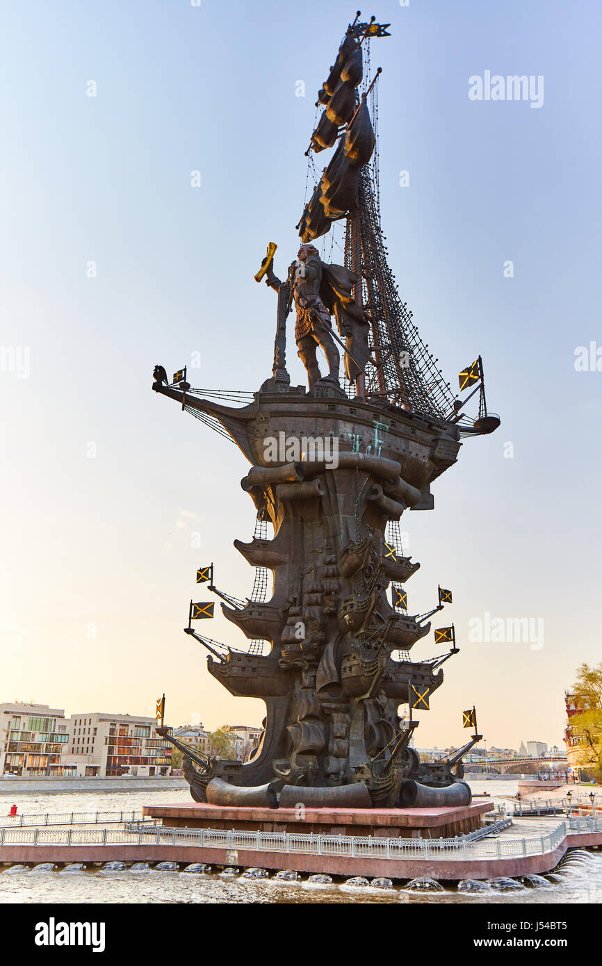 Il fiume di Mosca monumento, Pietro il primo Foto Stock