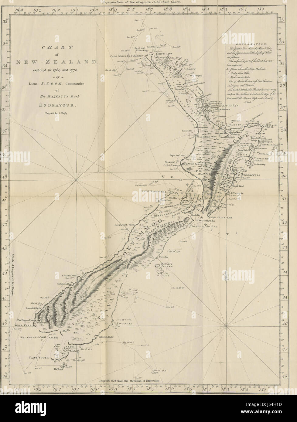 Questa immagine tratta da "An account of a Voyage round the World" (1768-1771) fornisce una visione dettagliata dei viaggi e delle scoperte fatte durante il viaggio. Il libro documenta l'esplorazione precoce delle regioni globali. Foto Stock