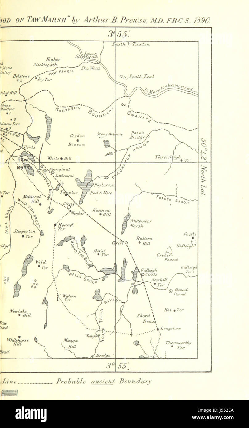 Questa ristampa delle transazioni della Devonshire Association offre informazioni sul quartiere di Taw Marsh a North Dartmoor, inclusa una mappa e osservazioni dettagliate sulla geografia e l'ecologia della zona. Foto Stock