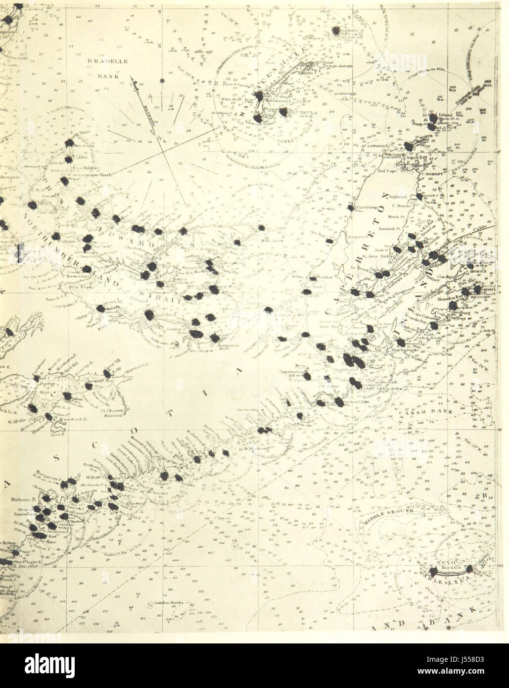 Un'illustrazione tratta dal libro "la caduta di Leif Erikson", che mostra l'esplorazione vichinga del Nord America e il sito delle case di Leif Eriksonâ a Vineland, con mappe di accompagnamento e contesto storico. Foto Stock