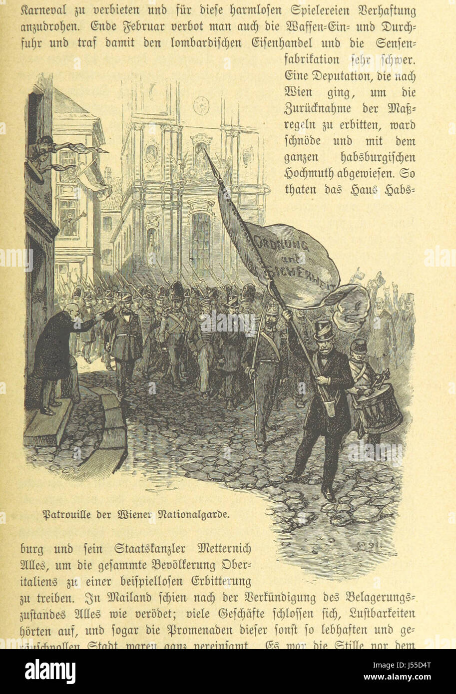 Illustrazione della Rivoluzione tedesca del 1848-1849, tratta da "Die deutsche Revolution" raffigurante eventi rivoluzionari chiave. Foto Stock