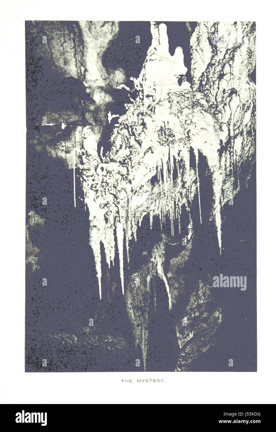 "Le grotte di Jenolan: Un'escursione nel Paese delle meraviglie australiano" è una guida illustrata che mostra le famose grotte di Jenolan nel nuovo Galles del Sud, Australia. Include piatti dettagliati e una mappa, che enfatizza la bellezza geologica e naturale delle grotte. Foto Stock