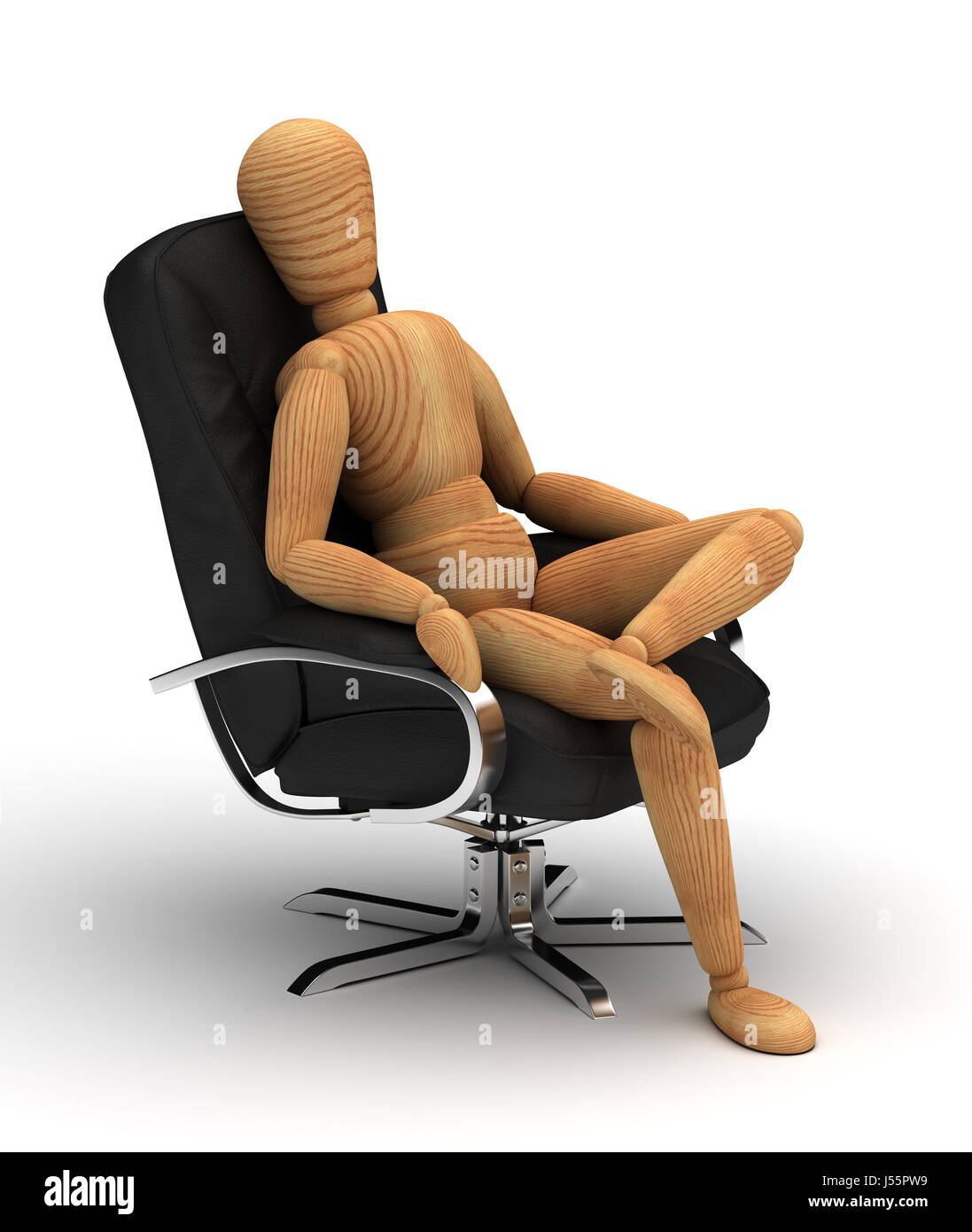Rilassarsi seduti sulla sedia nero Foto Stock