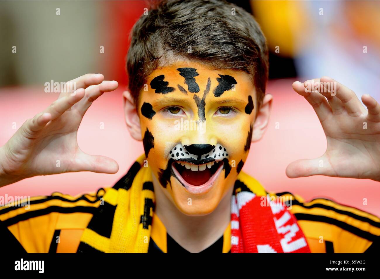 Giovani HULL CITY VENTOLA CON TIGER Arsenal FC V Hull City FC stadio di Wembley a Londra Inghilterra 17 Maggio 2014 Foto Stock