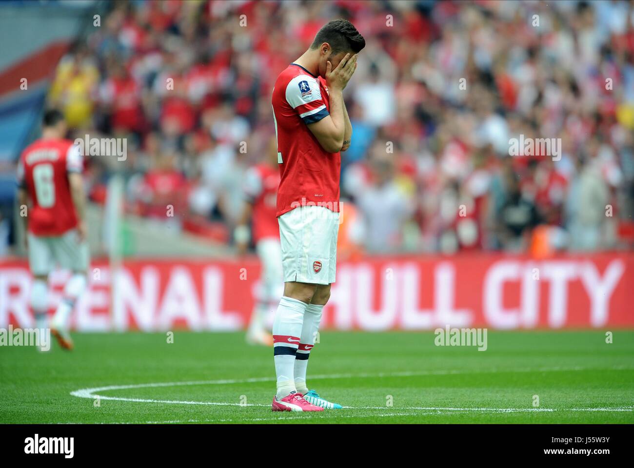 OLIVIER GIROUD Arsenal FC V Hull City FC stadio di Wembley a Londra Inghilterra 17 Maggio 2014 Foto Stock