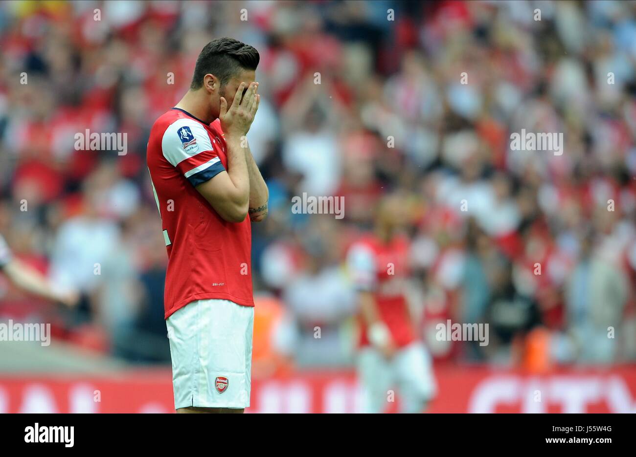 OLIVIER GIROUD Arsenal FC V Hull City FC stadio di Wembley a Londra Inghilterra 17 Maggio 2014 Foto Stock