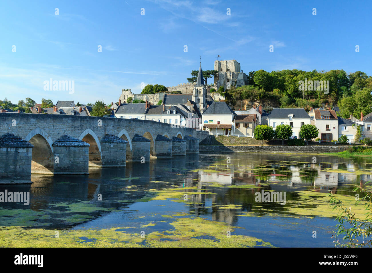 Francia, Loir-et-Cher (41), Montrichard au Bord du Cher // Francia Loir et Cher, Montrichard e il fiume Cher Foto Stock