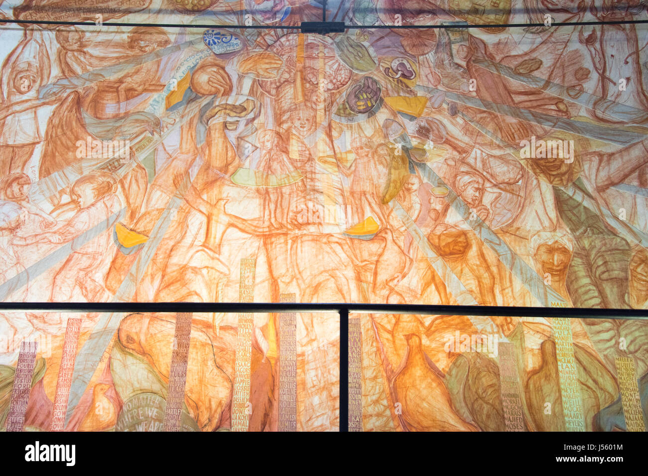 Murale dentro il District Six Museum, Cape Town, Sud Africa Foto Stock