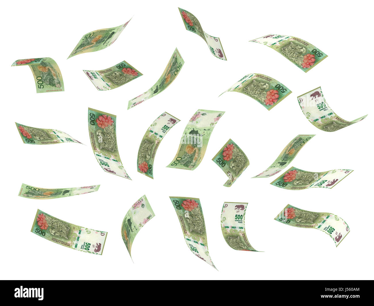 Flying argentina pesos (isolato con percorso di clipping) Foto Stock