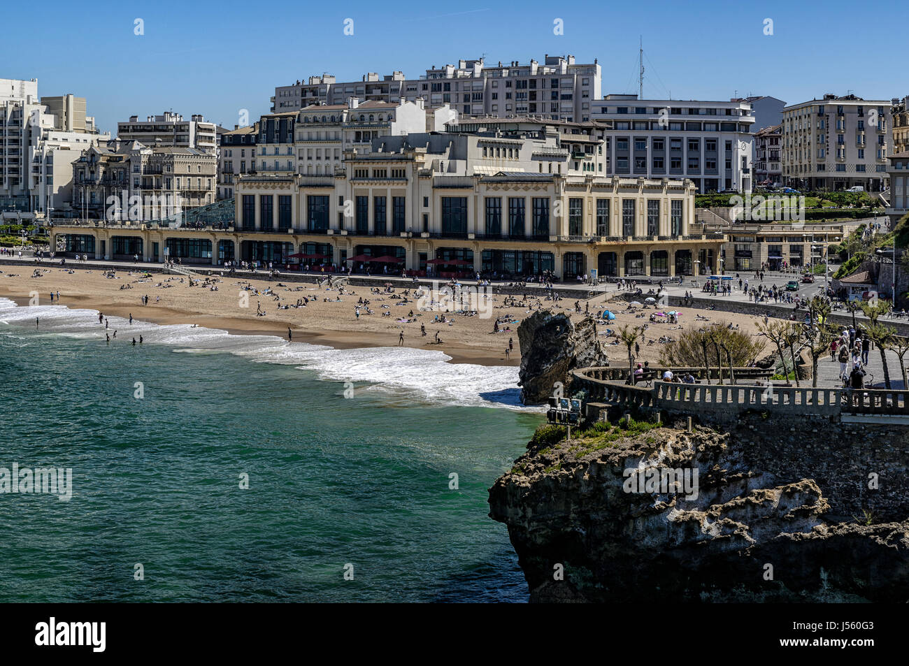 La Grande Plage e dal Casino, Biarritz, Francia, Europa Foto Stock