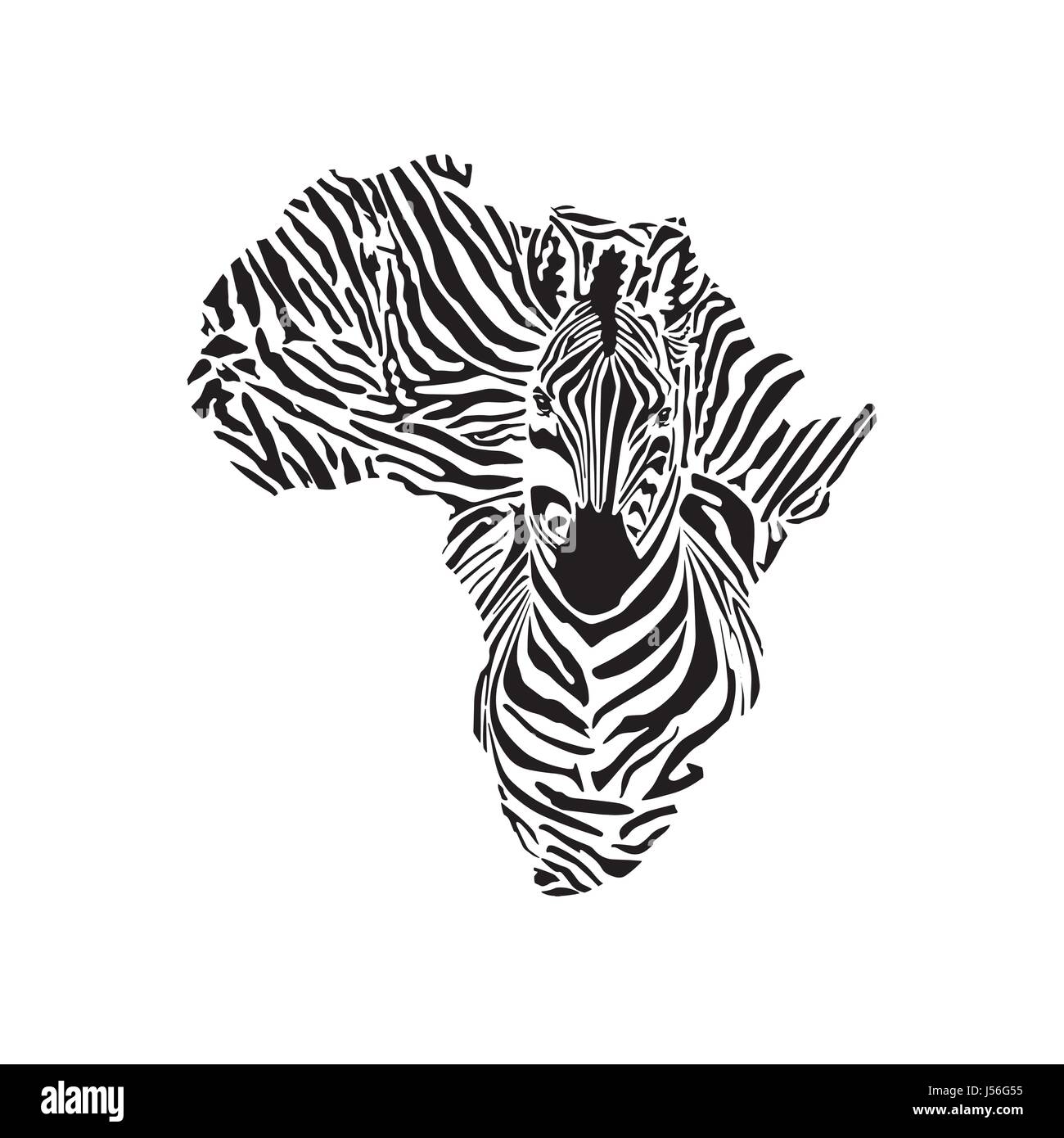 Africa e zebra design tatuaggio Illustrazione Vettoriale