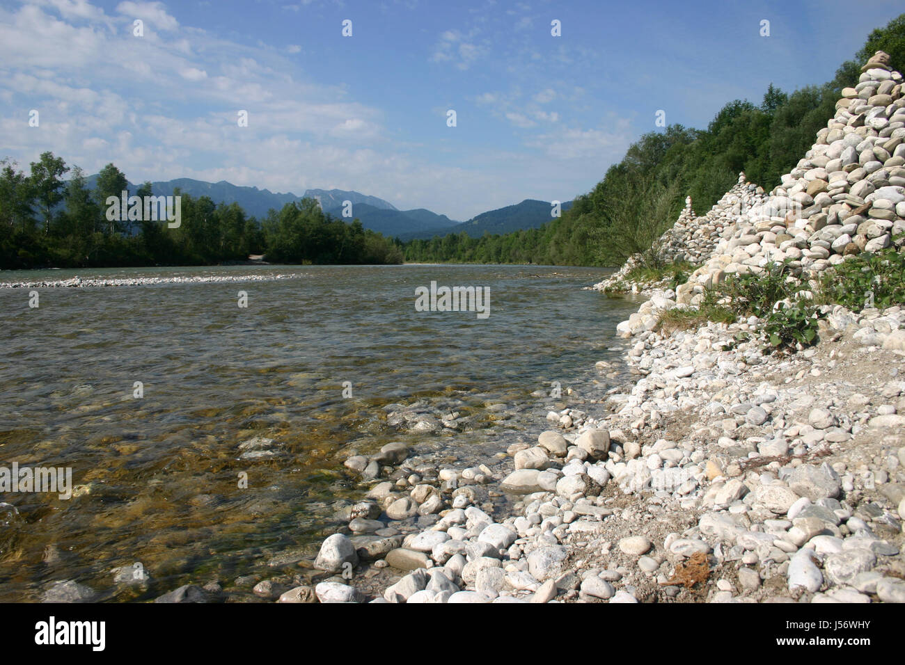 Arte estate summerly bavaria alpi acqua di fiume Isar bad tlz lenggries KARL-HEINZ Foto Stock