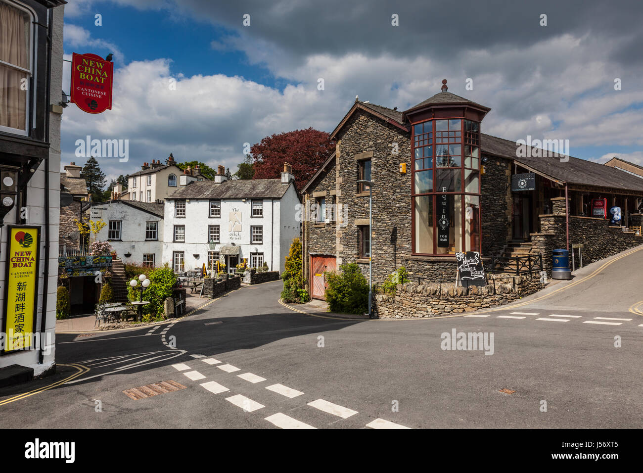 Vicoli di Bowness on Windermere, Lake District, Cumbria Foto Stock