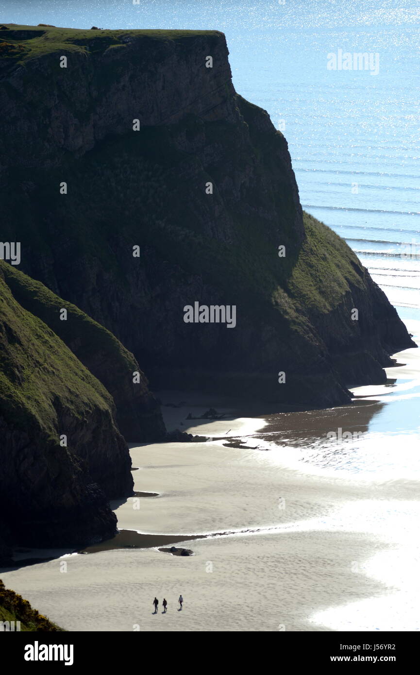 Rhossili bay scogliere e spiaggia Foto Stock