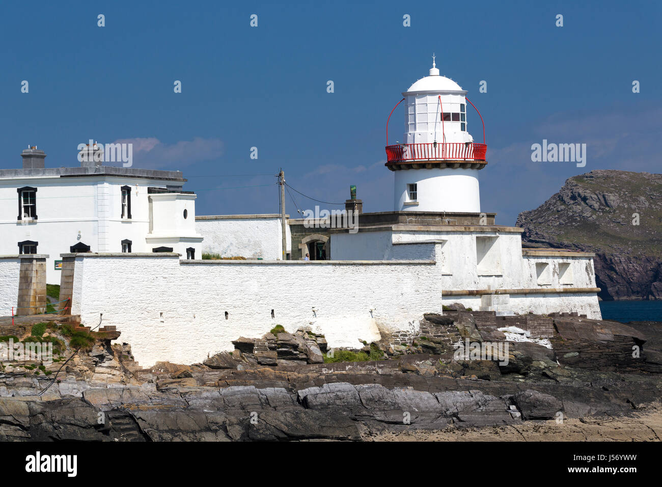 Valentia Island Lighthouse, nella contea di Kerry, Irlanda Foto Stock