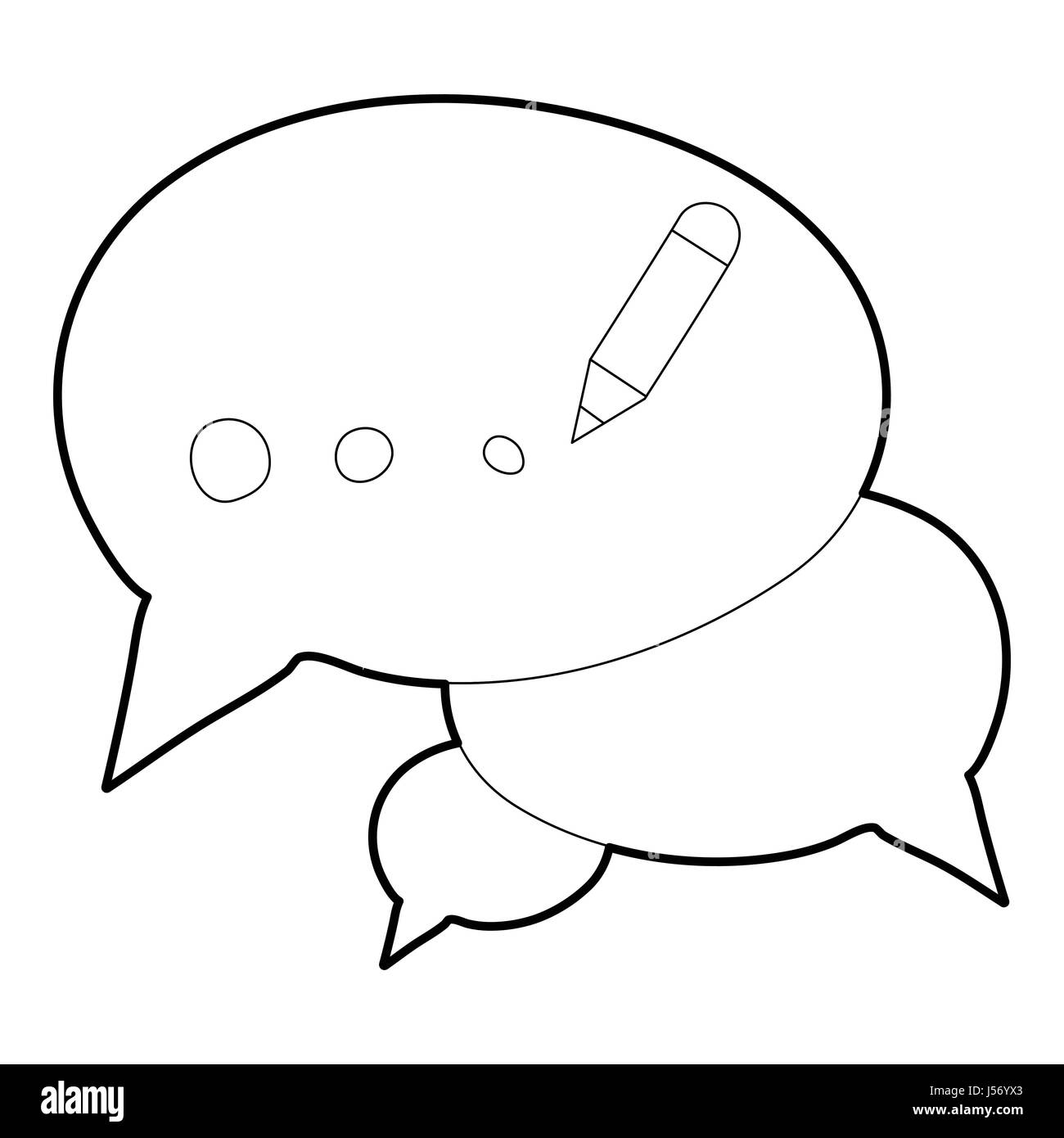 Icona Chat, stile contorno Illustrazione Vettoriale