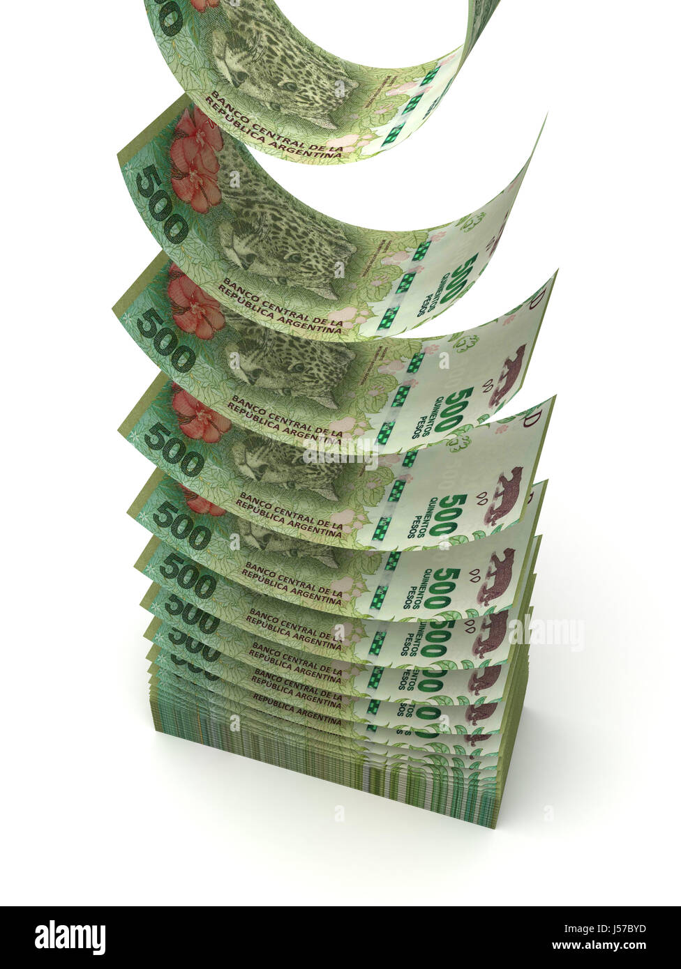 La caduta di argentina pesos (isolato con percorso di clipping) Foto Stock