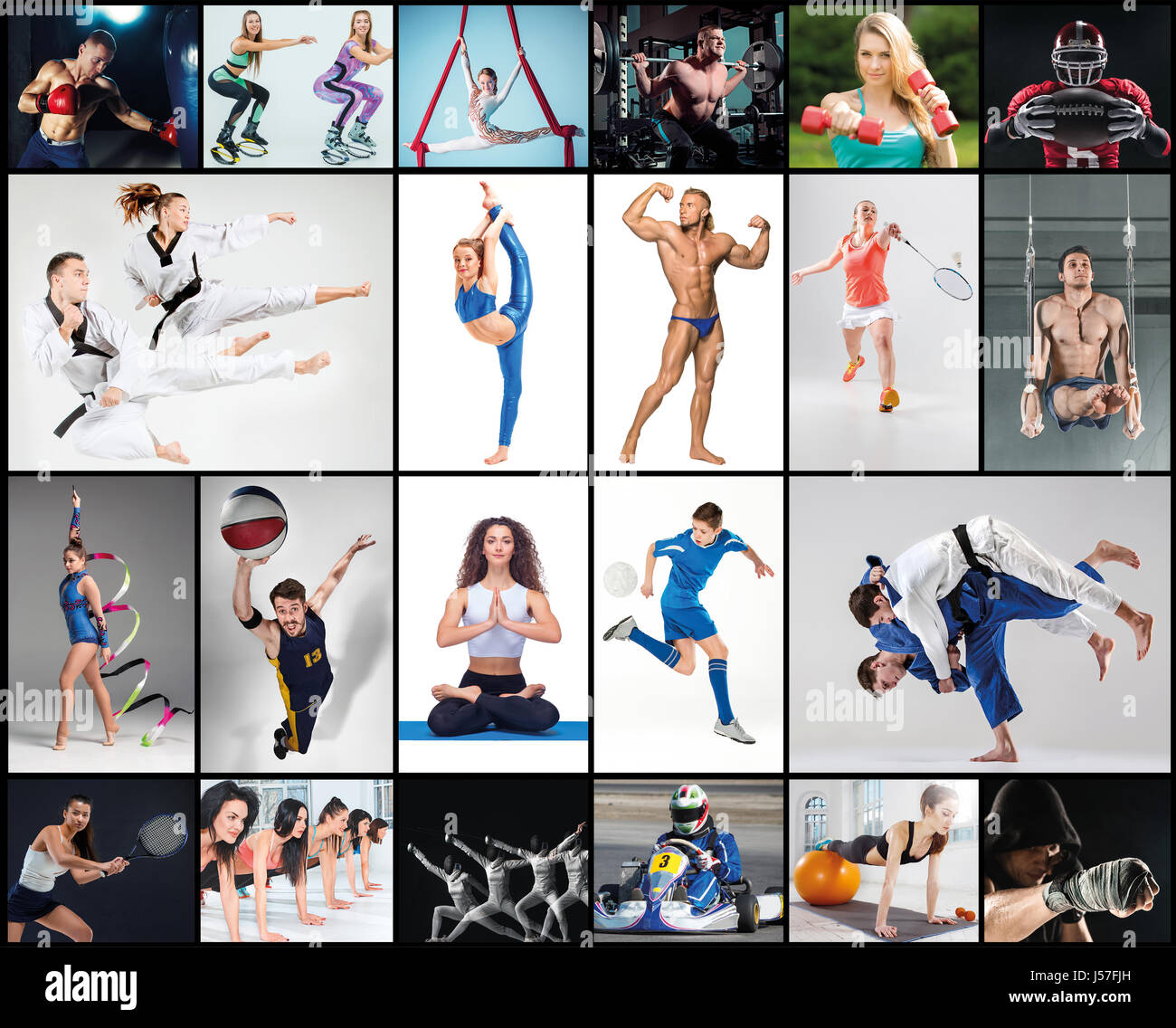 Collage su diversi tipi di sport Foto Stock
