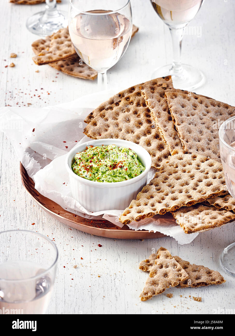 Pesto dip con cavolo verde Foto Stock