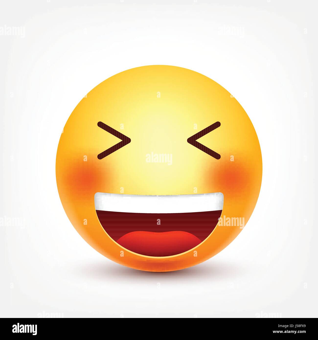 Smiley,ridere emoticon. Faccia gialla con le emozioni. L'espressione del viso. 3D realistici gli Emoji. Divertente personaggio dei fumetti.L'umore. Icona del Web. Illustrazione Vettoriale. Illustrazione Vettoriale