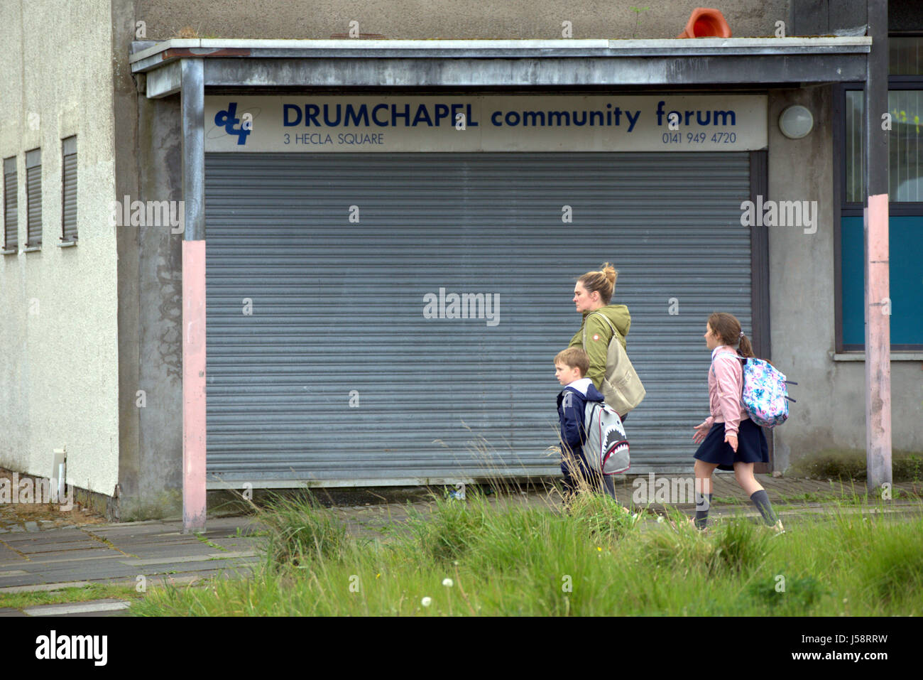 Alloggiamento Drumchapel schema centro shopping di privazione sociale la povertà Foto Stock