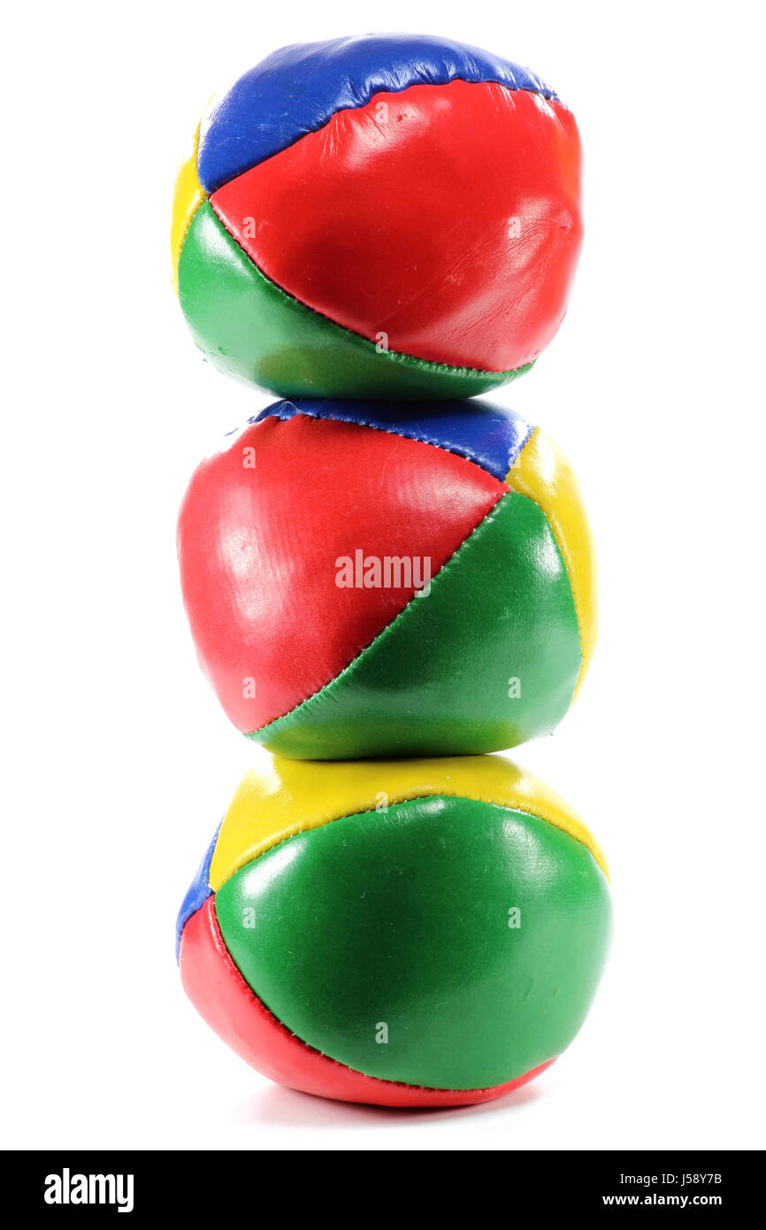 Juggling balls isolati su sfondo bianco Foto Stock