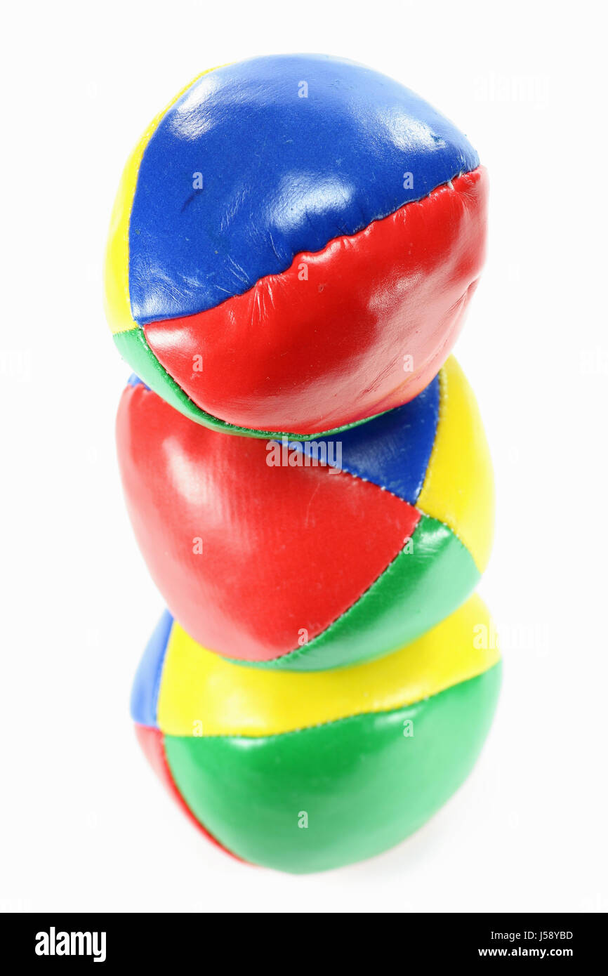Juggling balls isolati su sfondo bianco Foto Stock