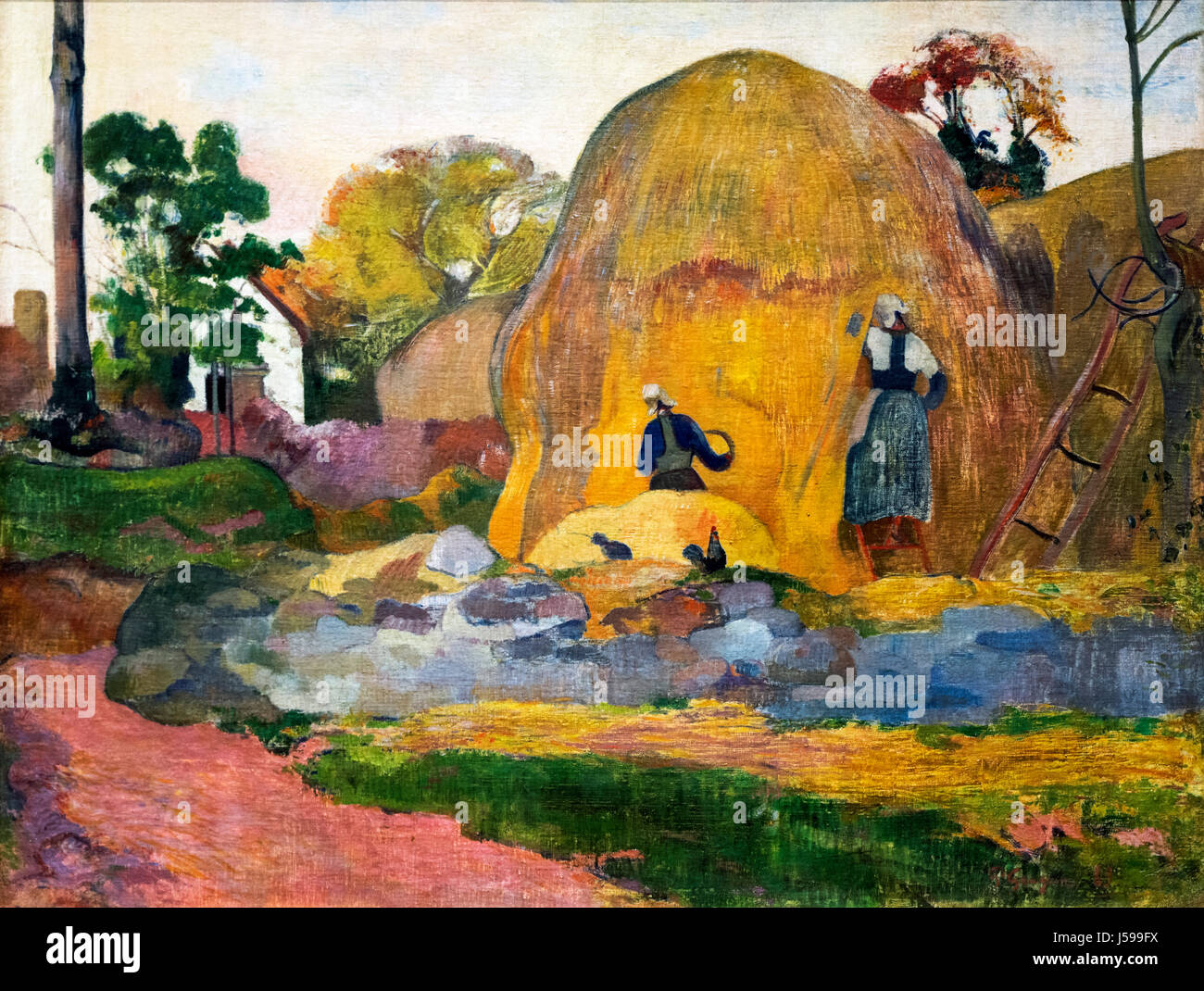 La pittura di Gauguin. Paul Gauguin (1848-1903) "Les Meules Jaunes (giallo Haystacks), olio su tela, 1889 Foto Stock