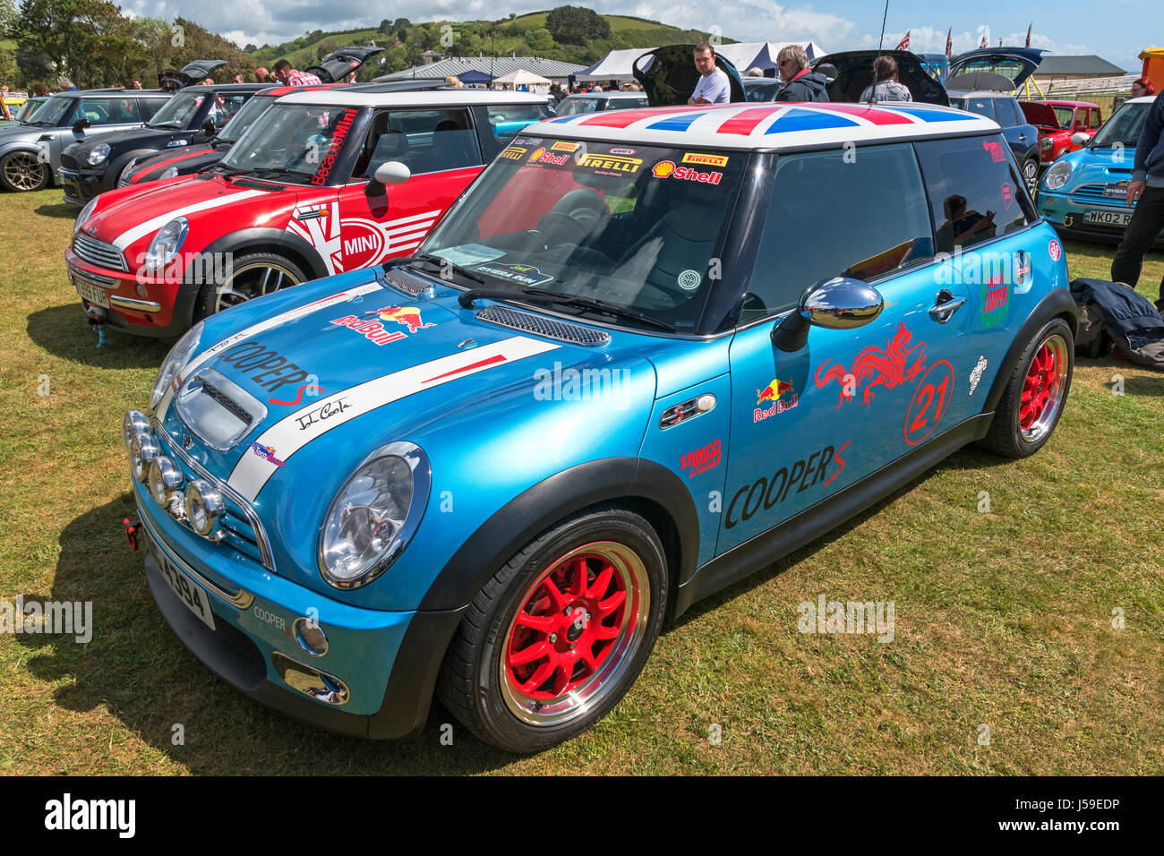 Una mini cooper s in Cornovaglia mini club riviera run. Foto Stock