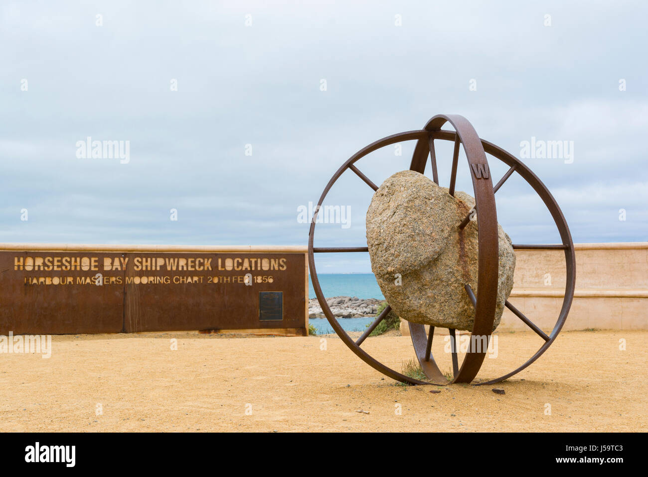 Baia a ferro di cavallo naufragio località monumento situato a Port Elliot, Sud Australia, affacciato sulla baia a ferro di cavallo. Foto Stock