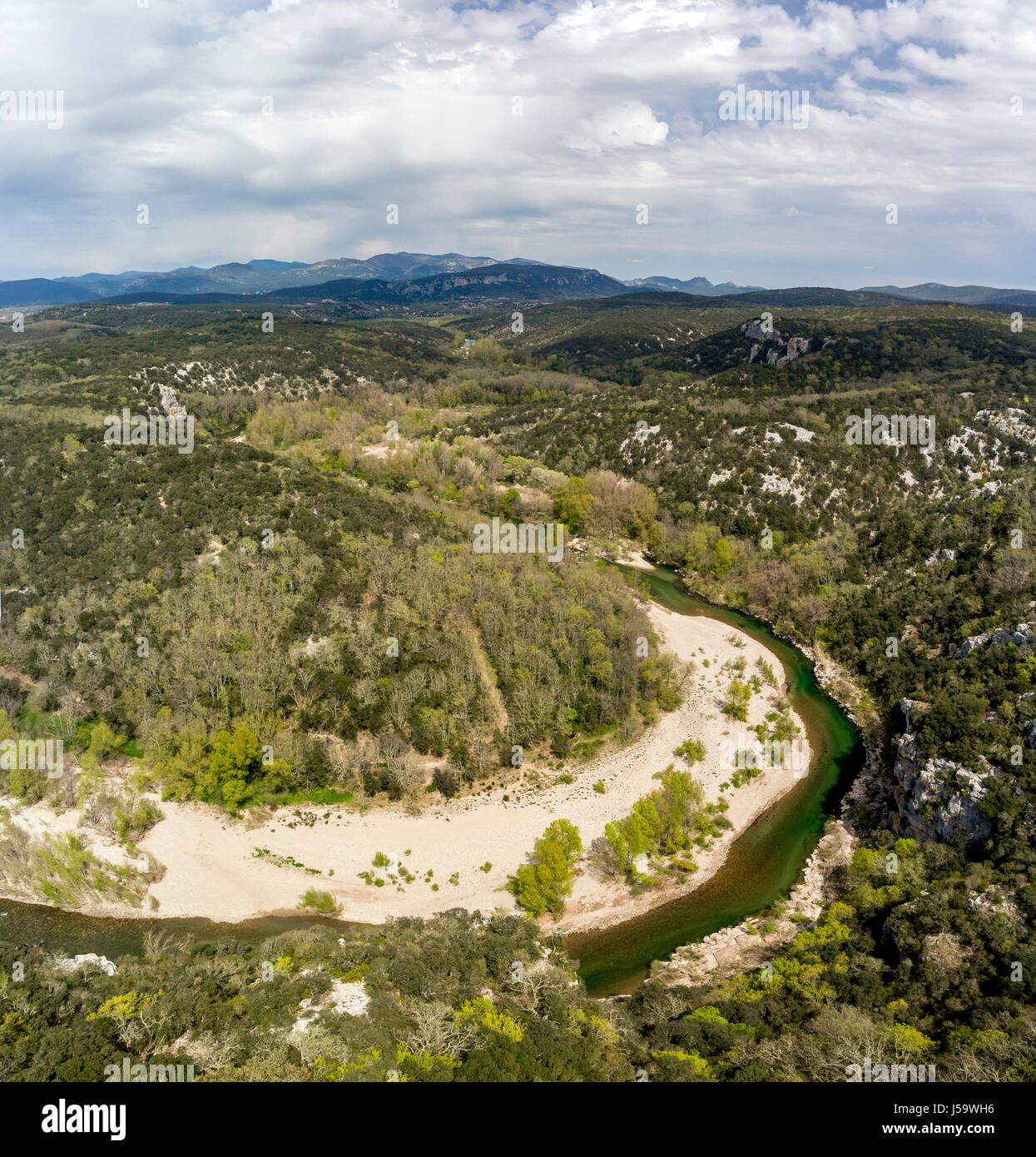 Francia, Herault, Brissac, Gorges de l'HERAULT (Vista aerea) Foto Stock