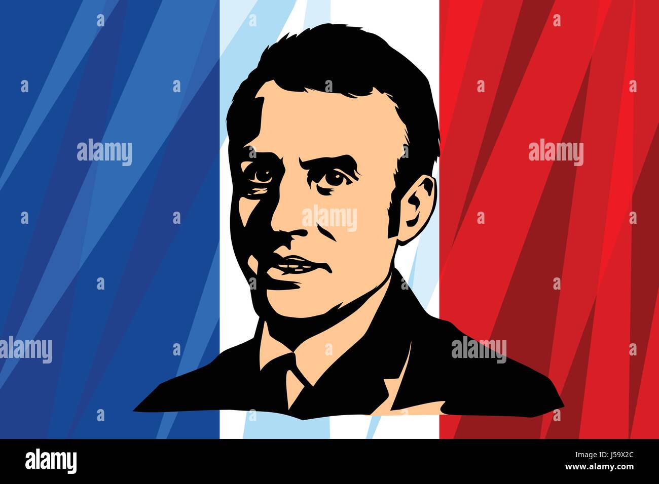 Presidente della Francia Emmanuel Jean-Michel Frederic Macron Illustrazione Vettoriale