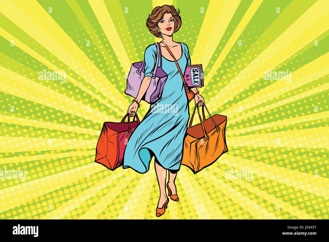 Donna con vuoto borse per lo shopping Illustrazione Vettoriale