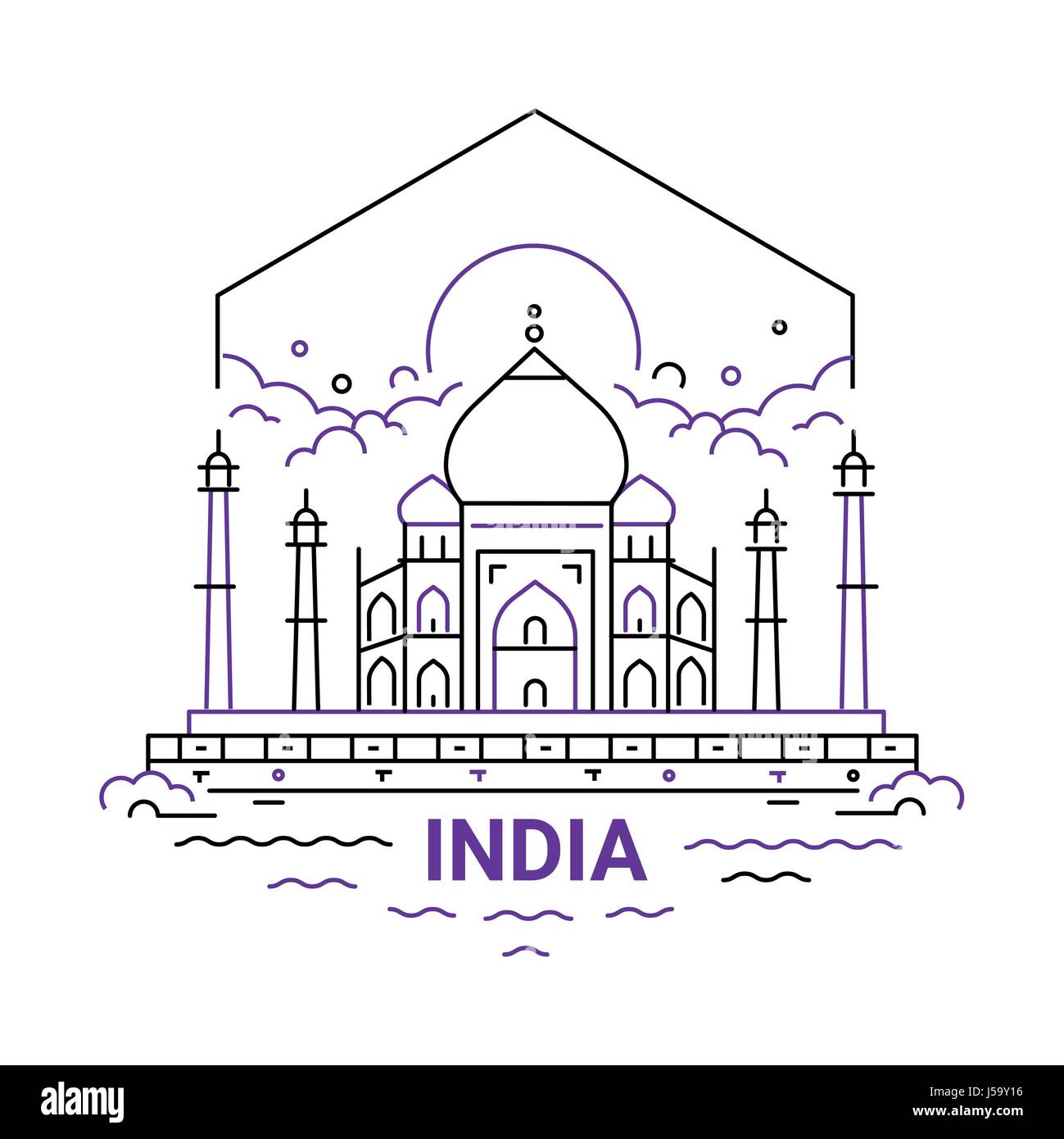 India - moderno vettore di linea illustrazione di viaggio Illustrazione Vettoriale