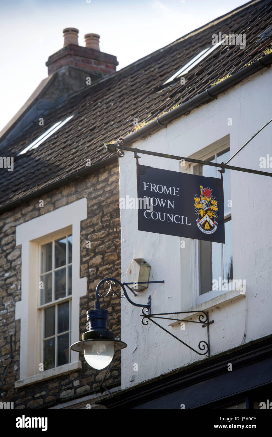 Frome Comune segno su Palmer St a Frome, Somerset Foto Stock